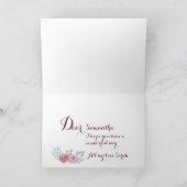 Happy Birthday Burgundy floral Waterverf Kaart (Binnen)