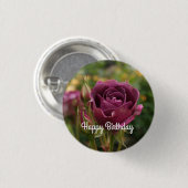 Happy Birthday Burgundy Iceberg Roos #1 Button (Voorkant /achterkant)