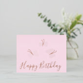 Happy Birthday Butterflies Pink Folie Holiday Folie Feestdagen Briefkaart (Staand Voorkant)