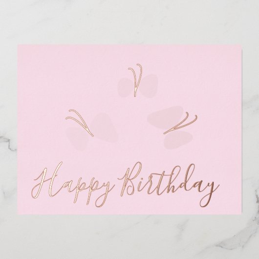 Happy Birthday Butterflies Pink Folie Holiday Folie Feestdagen Briefkaart (Voorkant)