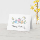 Happy Birthday, Butterfly Floral Waterverf Kaart (Gele Bloem)