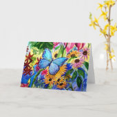 Happy Birthday Butterfly Garden Kaart (Gele Bloem)