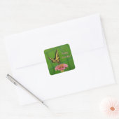Happy Birthday Butterfly Garden Vierkante Sticker (Envelop)