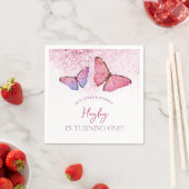 Happy Birthday Butterfly Girl 1e verjaardag Servet (Insitu)