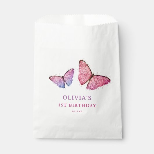 Happy Birthday Butterfly Girl Birthday Party Bedankzakje (Voorkant)