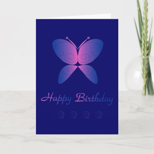 Happy Birthday Butterfly Kaart (Voorkant)