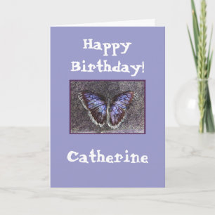 Happy Birthday-butterfly/Naam aanpassen Kaart