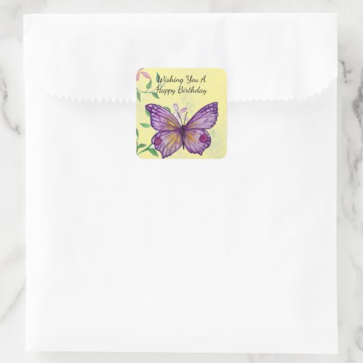 Happy Birthday Butterfly Sticker (Tas)