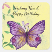Happy Birthday Butterfly Sticker (Voorkant)