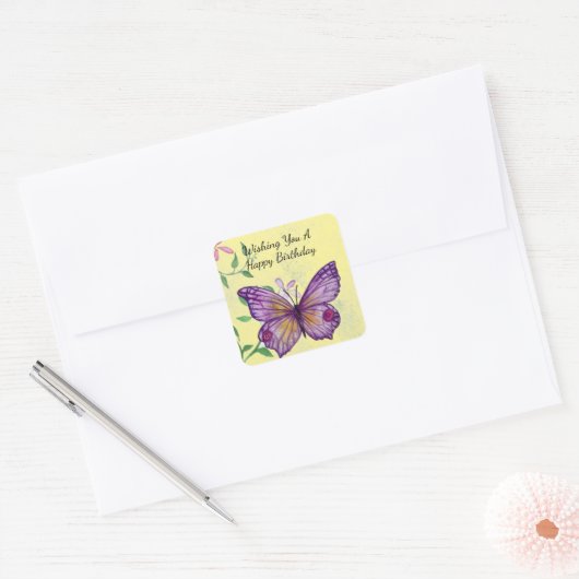 Happy Birthday Butterfly Sticker (Envelop)