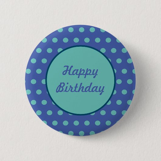 Happy Birthday Button (Denim Blue & Aqua) (Voorkant)