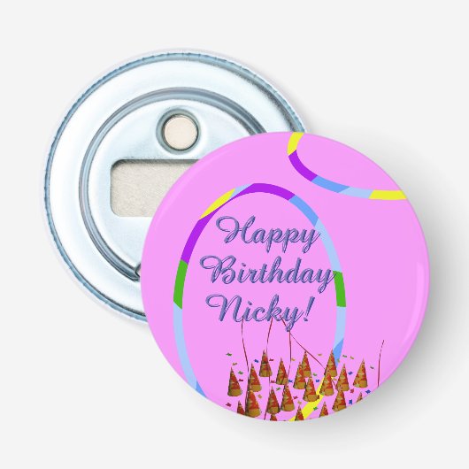 Happy Birthday Button Flesopener (Voorkant)