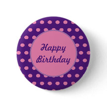 Happy Birthday Button (Paarse & roze)