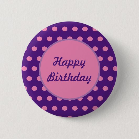 Happy Birthday Button (Paarse & roze) (Voorkant)