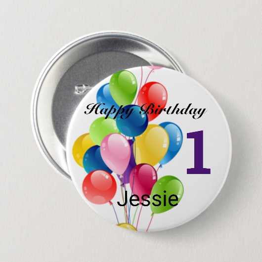 Happy Birthday Button personaliseer leeftijd en na (Voorkant /achterkant)