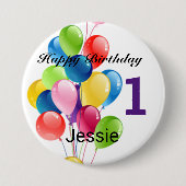 Happy Birthday Button personaliseer leeftijd en na (Voorkant)