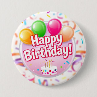 Happy Birthday Button (roze)
