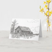 Happy Birthday  Cabin House Drawing Kaart (Gele Bloem)