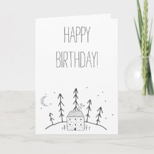 Happy Birthday Cabin Moon Woodland Forest Kaart