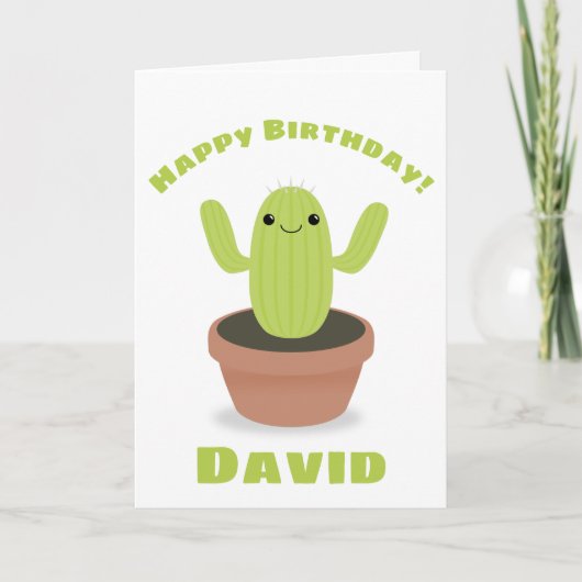 Happy Birthday Cactus Feestdagen Kaart (Voorkant)