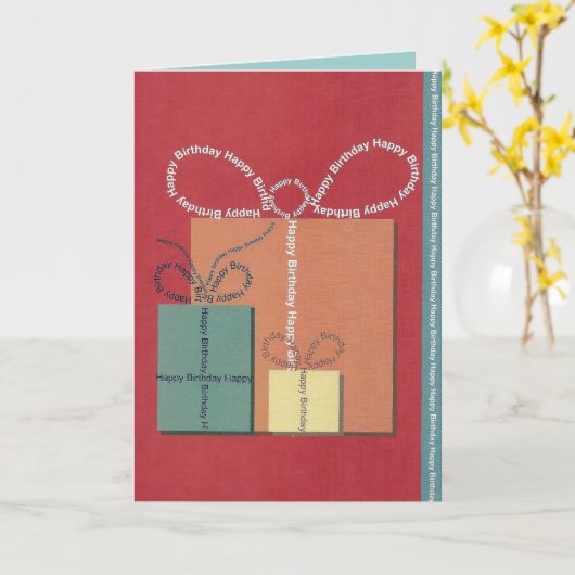 Happy Birthday Cadeau Gift Bow Kaart (Gele Bloem)