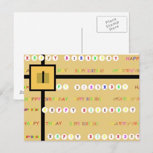 Happy Birthday Cadeau Kaart (Voorkant / Achterkant)