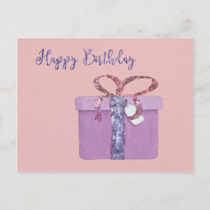 Happy Birthday Cadeau op roze Briefkaart