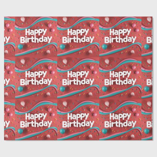 Happy Birthday Cadeaupapier (Vlak)