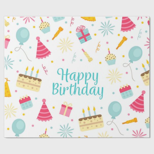 Happy Birthday Cadeaupapier (Vlak)