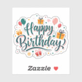 Happy Birthday cadeaus sticker (Vel)
