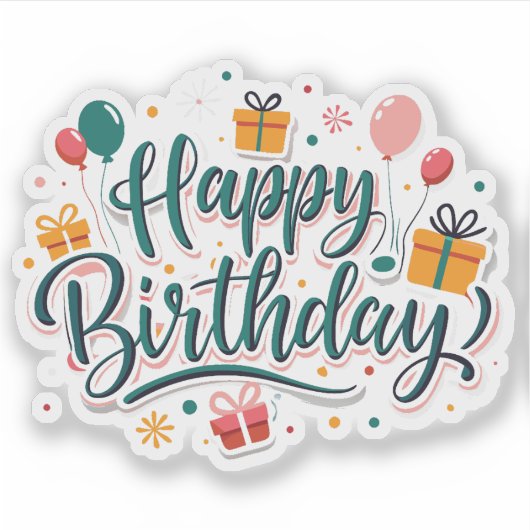 Happy Birthday cadeaus sticker (Voorkant)