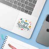 Happy Birthday cadeaus sticker (Laptop met iPhone)