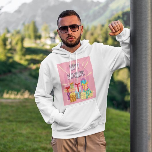 Happy Birthday cadeautjes op roze huiden Hoodie