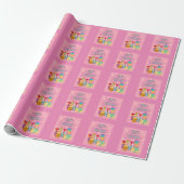 Happy Birthday-cadeautjes op roze omslagpapier Cadeaupapier (Uitgerold)