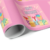 Happy Birthday-cadeautjes op roze omslagpapier Cadeaupapier (Rol Hoek)