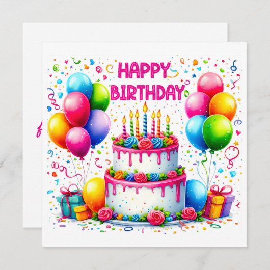 Happy Birthday Cake (Voorkant / Achterkant)