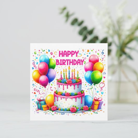 Happy Birthday Cake (Staand voorkant)