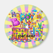 Happy Birthday Cake aangepaste naam Magneet (Voorkant)