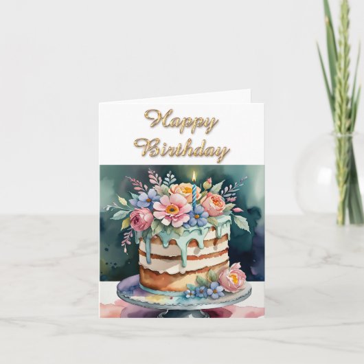 Happy Birthday Cake and Candles Greeting Card Bedankkaart (Voorkant)