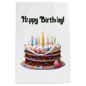 Happy Birthday Cake Bag Gift Party Medium Cadeauzakje (Voorkant)