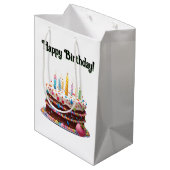 Happy Birthday Cake Bag Gift Party Medium Cadeauzakje (Achterkant Gekanteld)