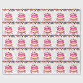 Happy Birthday Cake Balloon en Confetti Cadeaupapier (Vlak)