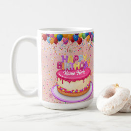 Happy Birthday Cake Balloon en Confetti Koffiemok