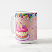 Happy Birthday Cake Balloon en Confetti Koffiemok (Voorkant links)