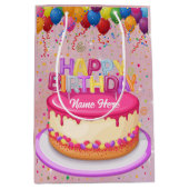 Happy Birthday Cake Balloon en Confetti Medium Cadeauzakje (Voorkant)