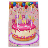 Happy Birthday Cake Balloon en Confetti Medium Cadeauzakje (Achterkant)