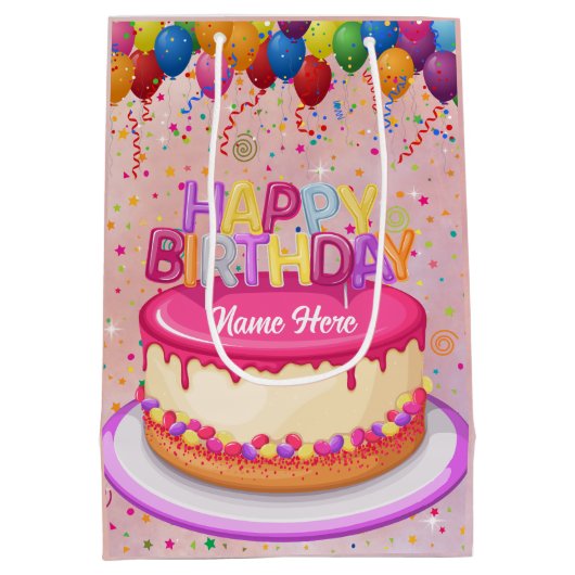 Happy Birthday Cake Balloon en Confetti Medium Cadeauzakje (Achterkant)