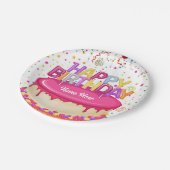 Happy Birthday Cake Balloon en Confetti Papieren Bordje (Gekanteld)