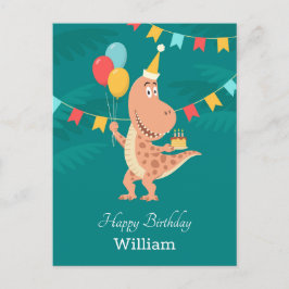 Happy Birthday Cake Balloon Schattige Dinosaurus B Briefkaart