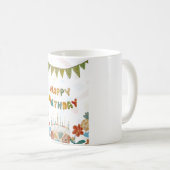 Happy Birthday cake bloem schattig kleurrijk eenvo Koffiemok (Voorkant rechts)